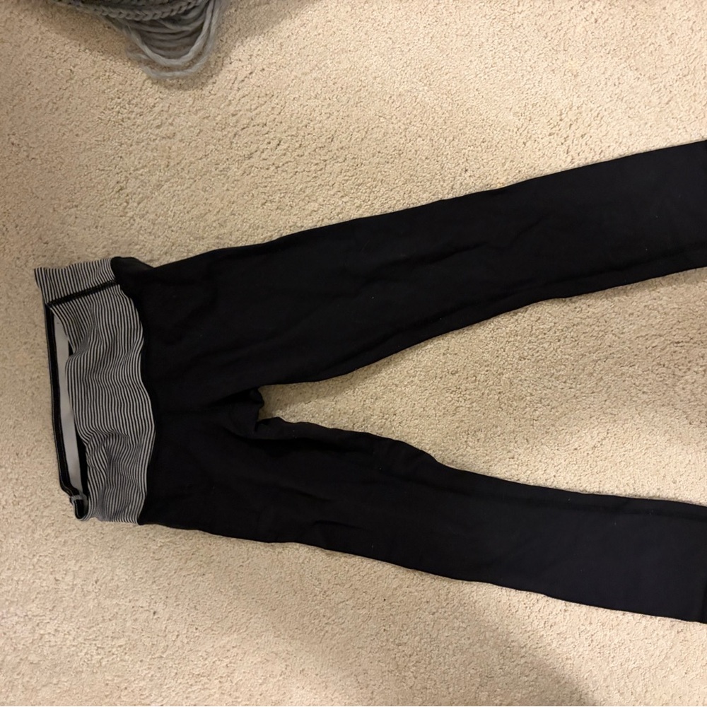 Lululemon Black Leggings with Striped Waistband